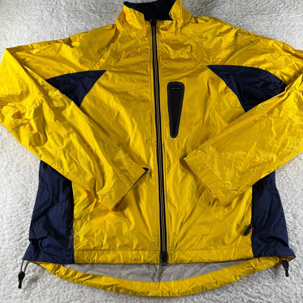 Vintage Y2K Polo Ralph Lauren Full Zip Yellow Rain‎ Jacket Size Medium Windbreak